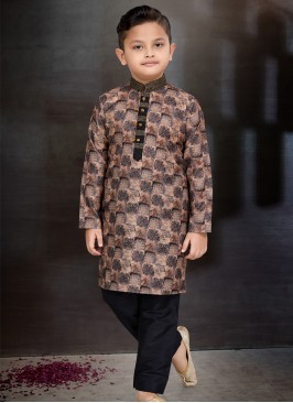 Brown Elegance Boys' Kurta and Trouser Set.