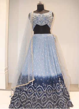 Sky & NaveBlue Bliss: Georgette Lehenga Choli with Handwork Embellishments