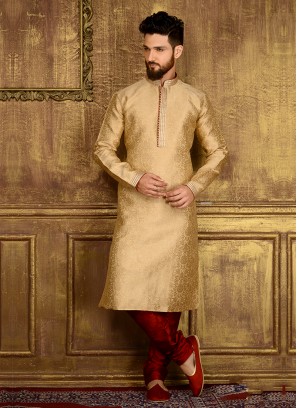 Golden Colour Party Wear Kurta Pajama