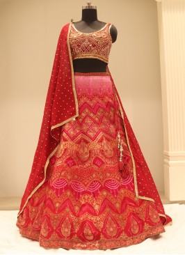 Gorgeous Rani Resham Work Banarasi SIlk Festive Wear Lehenga Choli