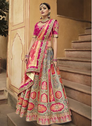 Gorgeous Grey Color Silk Lehenga Choli