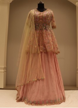 Gorgeous Pink Embroidered Georgette Party Wear Lehenga Choli