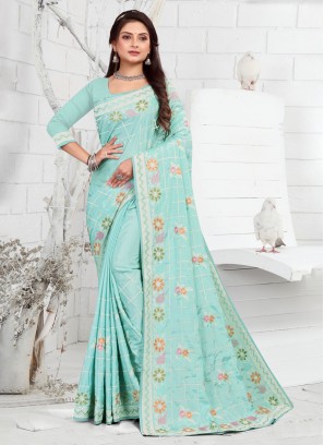 Gorgonize Embroidered Faux Crepe Trendy Saree