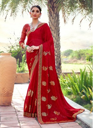 Gorgonize Red Ceremonial Contemporary Saree