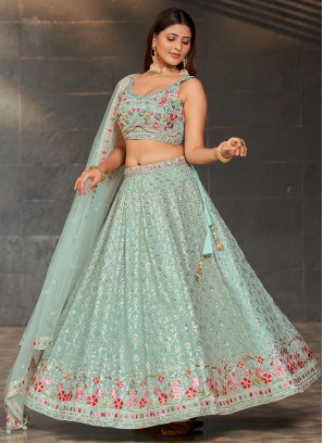 Gorgonize Turquoise A Line Lehenga Choli