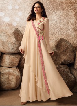 Gown  Embroidered Georgette in Beige