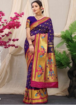 Graceful Banarasi Silk Purple Trendy Saree