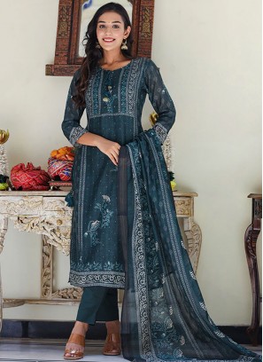 Graceful Chanderi Engagement Designer Straight Salwar Kameez