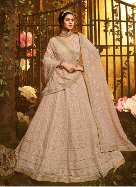 Graceful Embroidered Brown Georgette Lehenga Choli