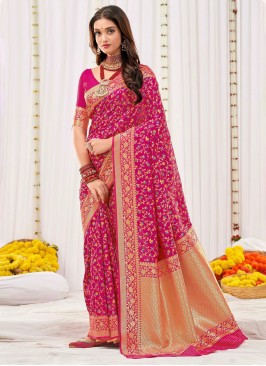 Graceful Foil Print Silk Contemporary Saree