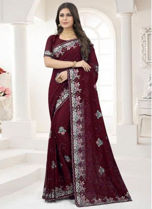 Graceful Maroon Georgette Saree