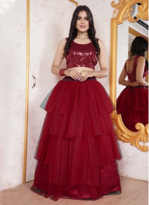 Graceful Maroon Sangeet Trendy Lehenga Choli