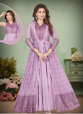 Graceful Purple Sequins & Thread Anarkali Gown.