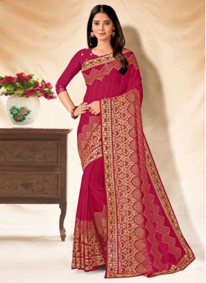 Graceful Rani Embroidered Contemporary Saree