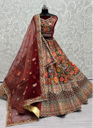 Graceful Velvet Dori Work Trendy Lehenga Choli