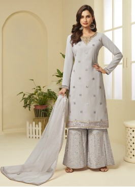 Grandiose Embroidered Designer Palazzo Suit