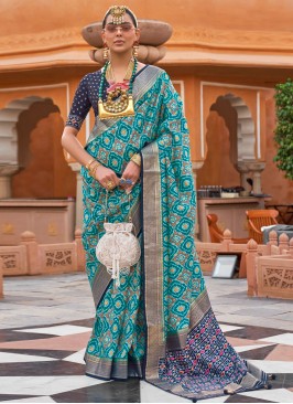 Grandiose Foil Print Multi Colour Contemporary Saree