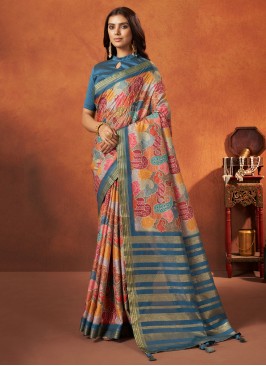 Grandiose Multi Colour Woven Crepe Silk Classic Saree