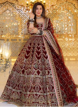 Grandiose Stone Work Velvet A Line Lehenga Choli