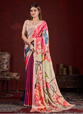Gratifying Crepe Silk Multi Colour Digital Print Classic Saree