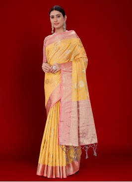 Gratifying Organza Mustard Trendy Saree