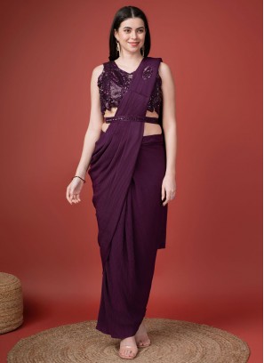 Gratifying Purple Ceremonial Trendy Saree