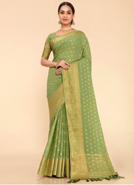 Gratifying Weaving Silk Contemporary Saree