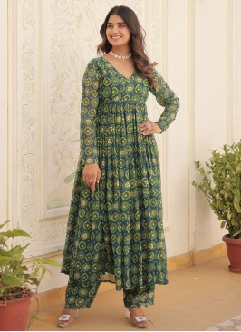 Green and Rama Color Designer Kurti