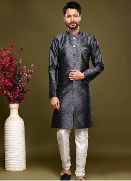 Green Banarasi Jacquard Indo Western Ensemble