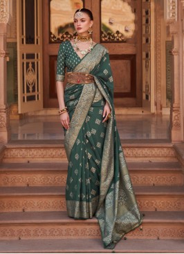 Green Banarasi Silk Classic Saree