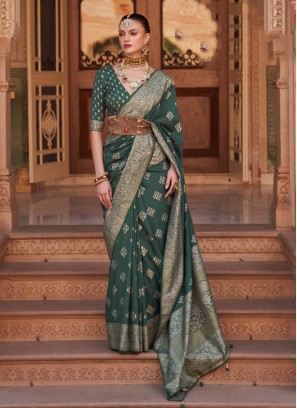 Green Banarasi Silk Classic Saree