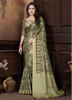 Green Banarasi Silk Saree
