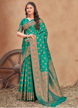 Green Banarasi Silk Weaving Classic Saree