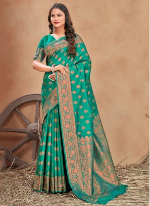 Green Banarasi Silk Weaving Classic Saree