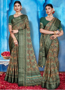 Green Border Contemporary Saree