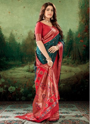 Green Border Silk Designer Saree