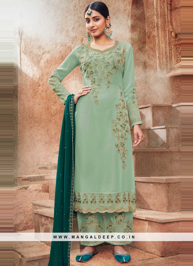 Buy Incredible Off-White Embroidered Georgette Jacket Salwar Suit From Zeel  Clothing.