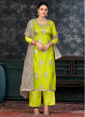 Green Ceremonial Organza Designer Salwar Suit