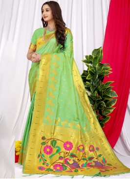 Green Ceremonial Trendy Saree