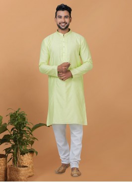 Green Ceremonial Viscose Kurta Pyjama