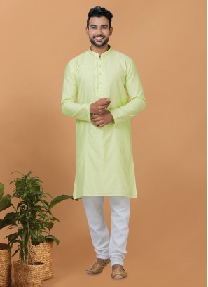 Green Ceremonial Viscose Kurta Pyjama