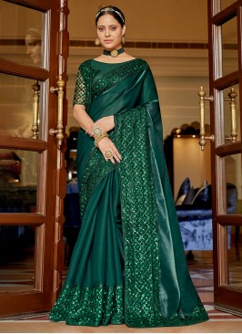 Green Chiffon Party Contemporary Saree