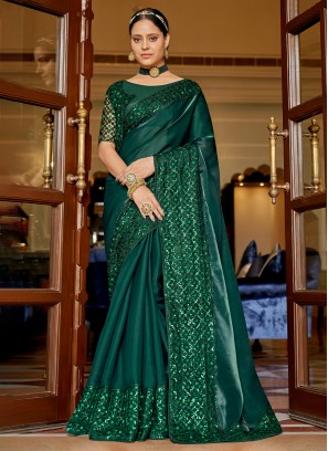 Green Chiffon Party Contemporary Saree