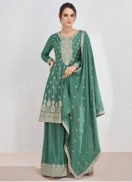 Green Chinon Salwar Kameez