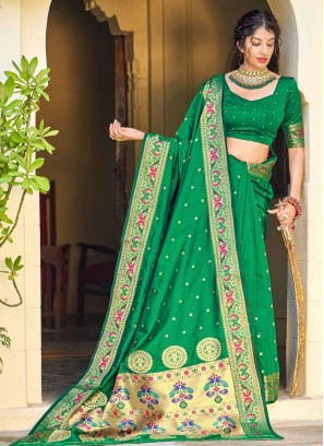 Green Color Banarasi Silk Saree