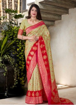 Green Color Banarasi Silk Saree