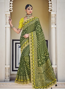 Green Color Banarasi Silk Wevon Saree