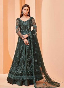 Green Color Butterfly Net Anarkali Suit