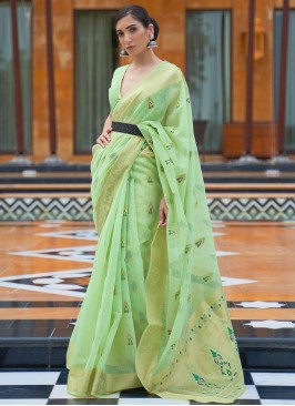 Green Color Classic Saree