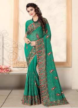 Green Color Classic Saree